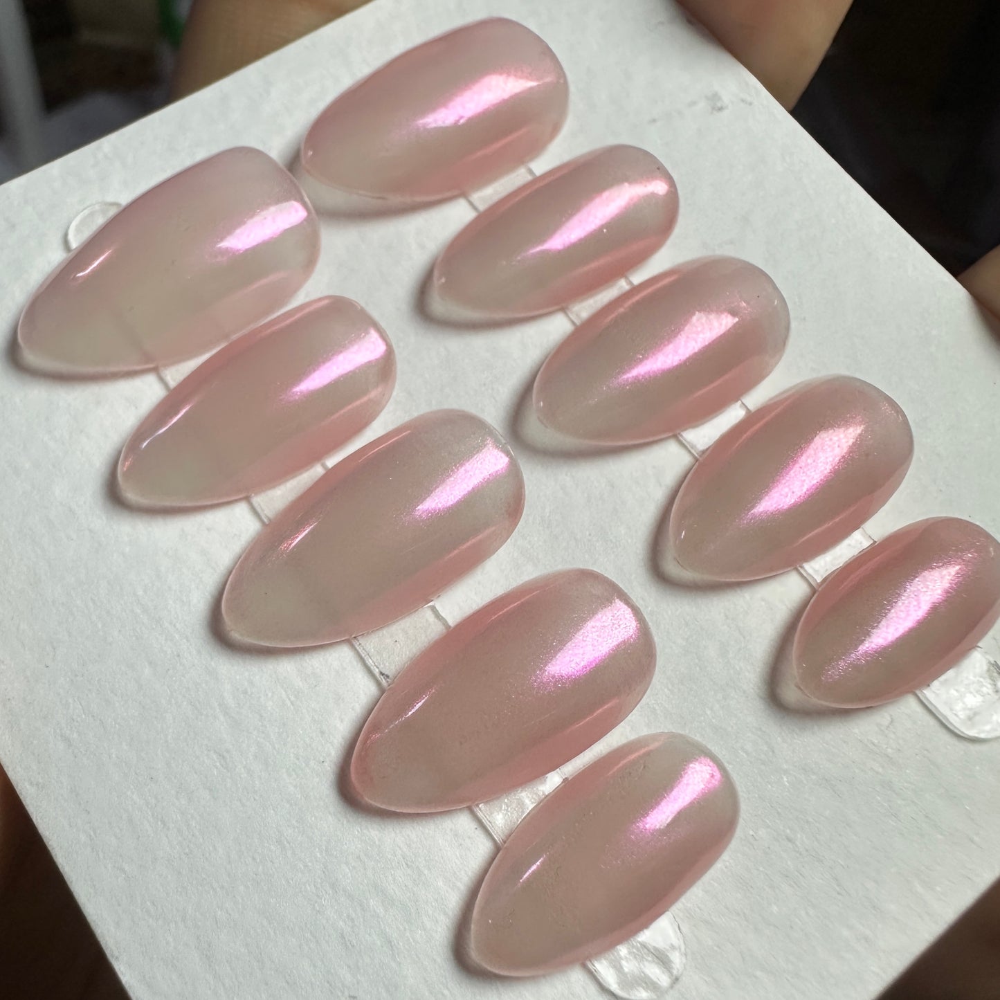 Pearl Pink Handmade Press-On Nails | Reusable Nail Set