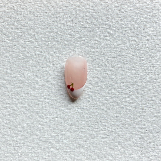 White french tips with cherry - Set or Single