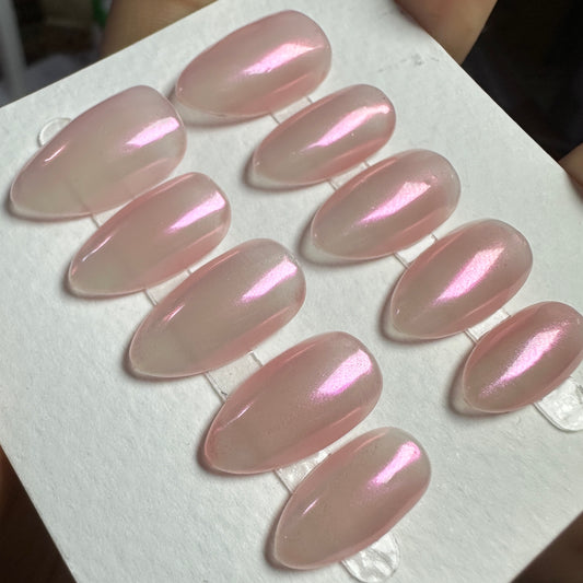 Pearl Pink Handmade Press-On Nails | Reusable Nail Set