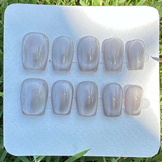 set of gray full moon cat eyes nail sets 