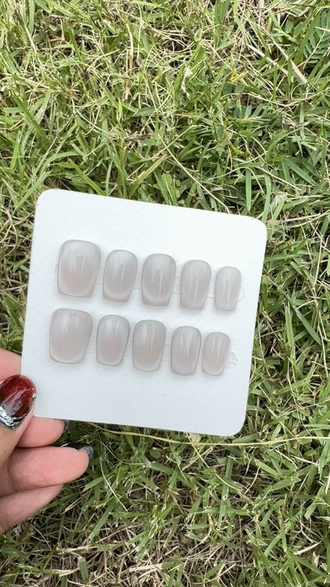 gray press on nail 
