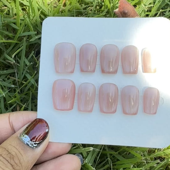 nude press on nail under the natural light